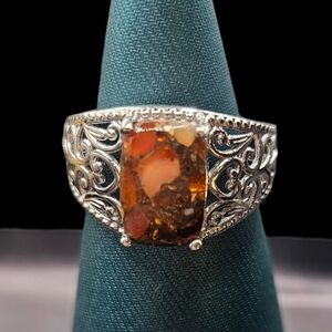 Matrix Fire Opal Ring